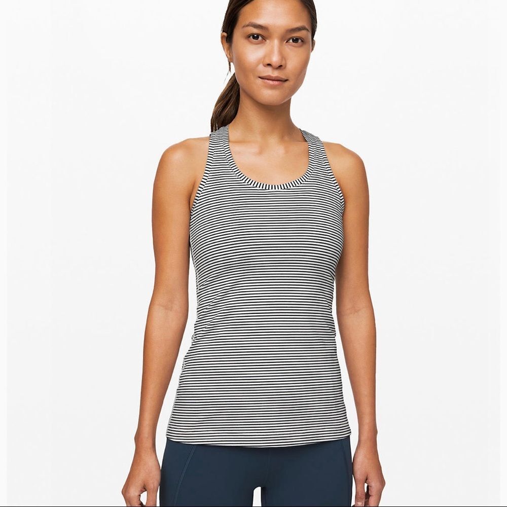 Lululemon Cool Racerback Striped Hip Length Workout Sleeveless Tank Top. 6.